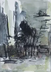 Jacek Sienicki, W PRACOWNI, 2000, pastel, akwarela, papier