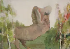 Janusz Lewandowski, ZAMYŚLONY CENTAUR, olej, papier