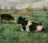 Marcin Kitz, KROWY, 1931, olej, płótno naklejone na tekturę