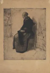 Jan Peske, DZIEWIARKA, przed 1910, akwaforta, papier kremowy