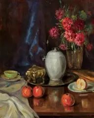 Maurycy Trębacz, KWIATY, olej, tektura