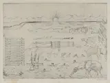 Józef (Joseph) Hecht, BUDOWA ARKI, 1926, miedzioryt, papier