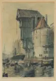 Hugo Eichler, ŻURAW W GDAŃSKU, ok. 1930, akwaforta barwna, papier