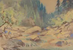 Adam Batycki, POTOK SZKLARKA, 1960, akwarela, ołówek, papier