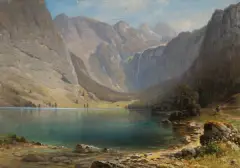 Aleksander Świeszewski, PEJZAŻ ALPEJSKI, 1887, olej, deska