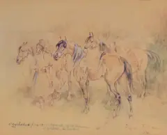 Juliusz Kossak, POPAS, 1886, akwarela, papier