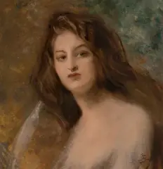 Jan Styka, PORTRET KOBIETY, olej, tektura