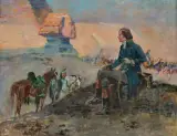 Wojciech Kossak, NAPOLEON I SFINKS, 1929, olej, płótno