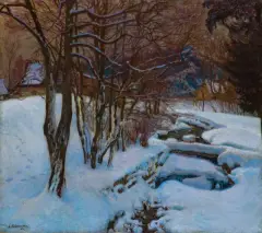 Abraham Neuman, ZMIERZCH. PEJZAŻ ZIMOWY Z PODHALA, 1903, olej, płótno