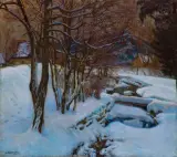 Abraham Neuman, ZMIERZCH. PEJZAŻ ZIMOWY Z PODHALA, 1903, olej, płótno