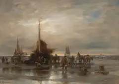 Desire Thomassin, KUTRY NA BRZEGU, olej, tektura