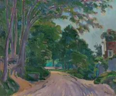 Jan Rubczak, DROGA POD LASEM, ok. 1927, olej, płótno