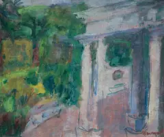 Joachim Weingart, PEJZAŻ PARKOWY, olej, płótno