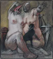 Franciszek Starowieyski, TA WERNYHORA, 1995, pastel, węgiel, płyta drewniana, łączona