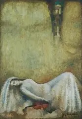 Jerzy Duda-Gracz, NARZECZONA, z serii Judaica, 1969, olej, płyta pilśniowa