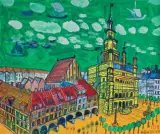Edward Dwurnik, POZNAŃ - RATUSZ, 1998, tempera, akwarela, papier