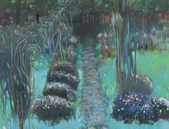 Zbysław Maciejewski, OGRÓD O ZMROKU, 1991, akryl, płótno