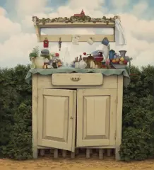 Jacek Yerka, SZAFKARNIA, 1990, akryl, płótno