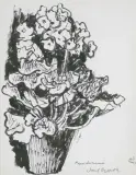 Józef Czapski, KWIATY W WAZONIE, 1973 [?], flamaster, tusz, papier