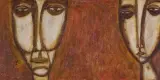 Adam Niemczyc, ORFEUSZ I EURYDYKA, 1962, olej, płyta wiórowa