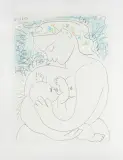 MACIERZYŃSTWO by Pablo Picasso, 1963, litografia barwna, papier Arches, sold Oct 2025