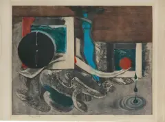 Konrad Srzednicki, TRZY KROPLE, 1972, akwaforta, akwatinta barwna, wypukłodruk, papier