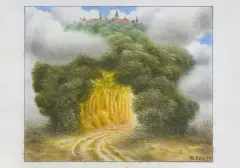 Jacek Yerka, CHEŁMNO NA POCZĄTEK, 2025, kredki, ołówek, karton
