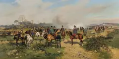 Tadeusz Ajdukiewicz, PRZEGLĄD WOJSK POD WADOWICAMI, 1880, olej, płótno dublowane