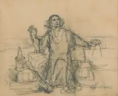 Jan Matejko, SZKIC DO OBRAZU ASTRONOM KOPERNIK, ok. 1871, ołówek, papier