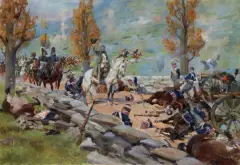 Jerzy Kossak, WJAZD NAPOLEONA DO WĄWOZU SOMOSIERRA, 1925, olej, płótno