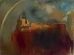 Gustaw Gwozdecki, TĘCZA NAD WAWELEM, olej, płótno