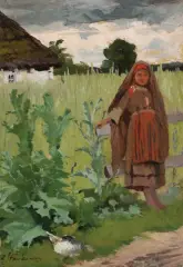 Zofia Stankiewicz, PASTUSZKA, przed 1902, olej, papier naklejony na tekturę