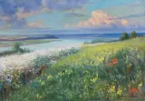 Wawrzyniec Chorembalski, PEJZAŻ Z RZEKĄ, 1954, olej, płótno