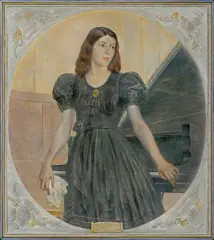 Ludomir Sleńdziński, PO KONCERCIE. PORTRET CÓRKI ARTYSTY, 1944, olej, płótno naklejone na sklejkę