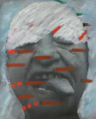 Natalia LL, GŁOWA PANICZNA, 1989, fotografia, akryl, płótno fotograficzne