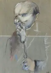 Tadeusz Kantor, POSTAĆ Z „UMARŁEJ KLASY“, 1983, pastel, flamaster, kalka techniczna
