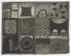 KOMPOZYCJA W KWADRATACH by Zbigniew Makowski, 1975, tusz pędzel, lawowanie, papier czerpany, offered Oct 2025