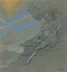Jan Lebensztejn, ŚWIĘTA MAGDALENA, 1989, gwasz, pastel, papier