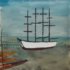 Andrzej Wróblewski, ŻAGLOWIEC, 1948, akwarela, papier