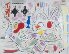Wacław Taranczewski, MARTWA NATURA Z NIEBIESKIM WAZONEM, 1957, olej, płótno