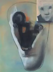 Stasys Eidrigevičius, DOKUMENT WIZOWY, 1998, pastel, papier