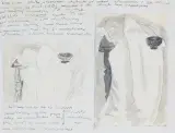 Józef Czapski, Martwa natura - draperia na stoliku, ołówek, tusz lawowany, atrament, papier