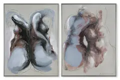 Andrzej Domżalski, Z cyklu "Para" – dyptyk, 2025, akryl, akwarela, pastel, karton