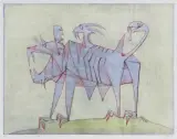 Leszek Rózga, Chimera, 1994, suchoryt, akwarela, papier
