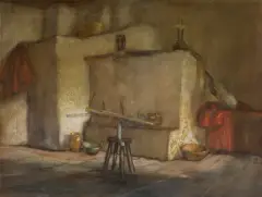 Jerzy Gnatowski, WNĘTRZE IZBY, 1970, olej, płótno