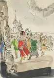Wiwat by Antoni Uniechowski, akwarela, gwasz,tusz pióro, pędzel, papier, sold Jul 2025