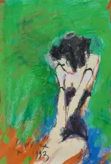 Alicja Wahl, W trawie, 1993, gwasz, pastel, papier