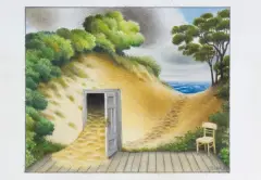 Jacek Yerka, PAMIĄTKA Z PLAŻY, 2024, kredki, ołówek, papier