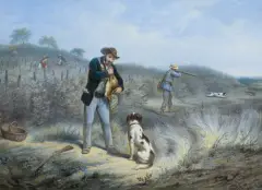Carl Frederick Schultz, POLOWANIE NA ZAJĄCE, po 1855, olej, deska