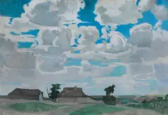 Eugeniusz Geppert, OBŁOKI, 1924, olej, tektura